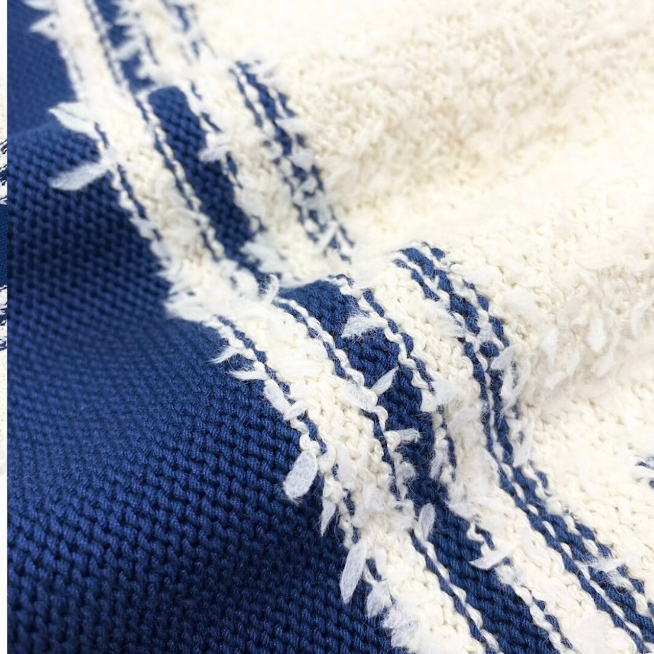 Chanel Cruise Line Mini Skirt CC Logo White Blue Cotton Polyamide Silk — view 6