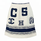 Chanel Cruise Line Mini Skirt CC Logo White Blue Cotton Polyamide Silk