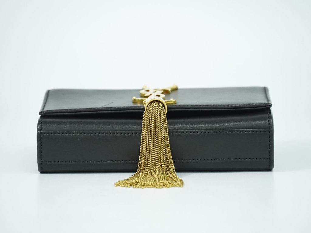 Saint Laurent YSL Kate Tassel Chain Shoulder Bag Pochette Leather Black — view 3