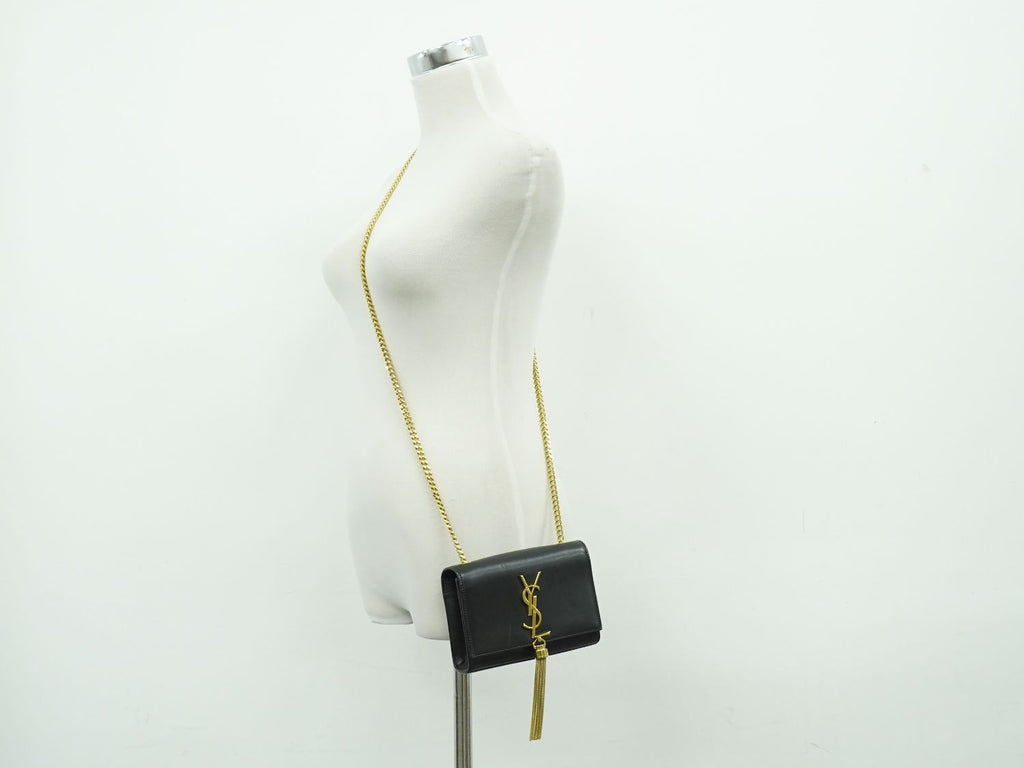 Saint Laurent YSL Kate Tassel Chain Shoulder Bag Pochette Leather Black — view 6