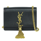 Saint Laurent YSL Kate Tassel Chain Shoulder Bag Pochette Leather Black