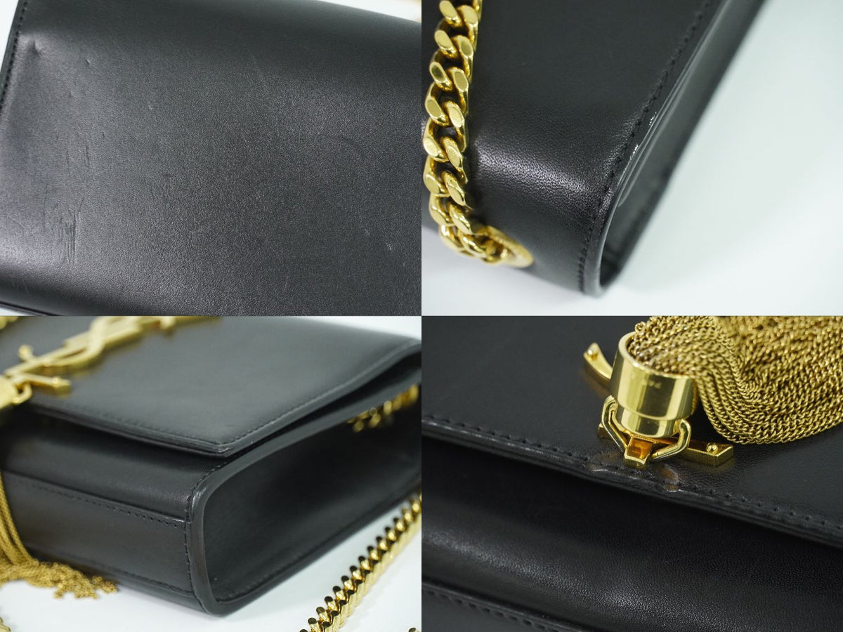 Saint Laurent YSL Kate Tassel Chain Shoulder Bag Pochette Leather Black — view 8