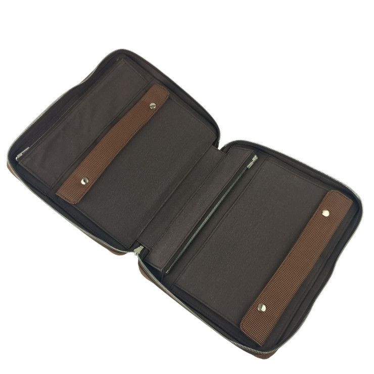 Hermes Clutch Herline Multi Case Brown Canvas Zip Around — view 7