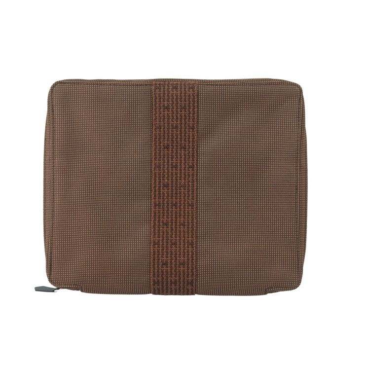 Hermes Clutch Herline Multi Case Brown Canvas Zip Around