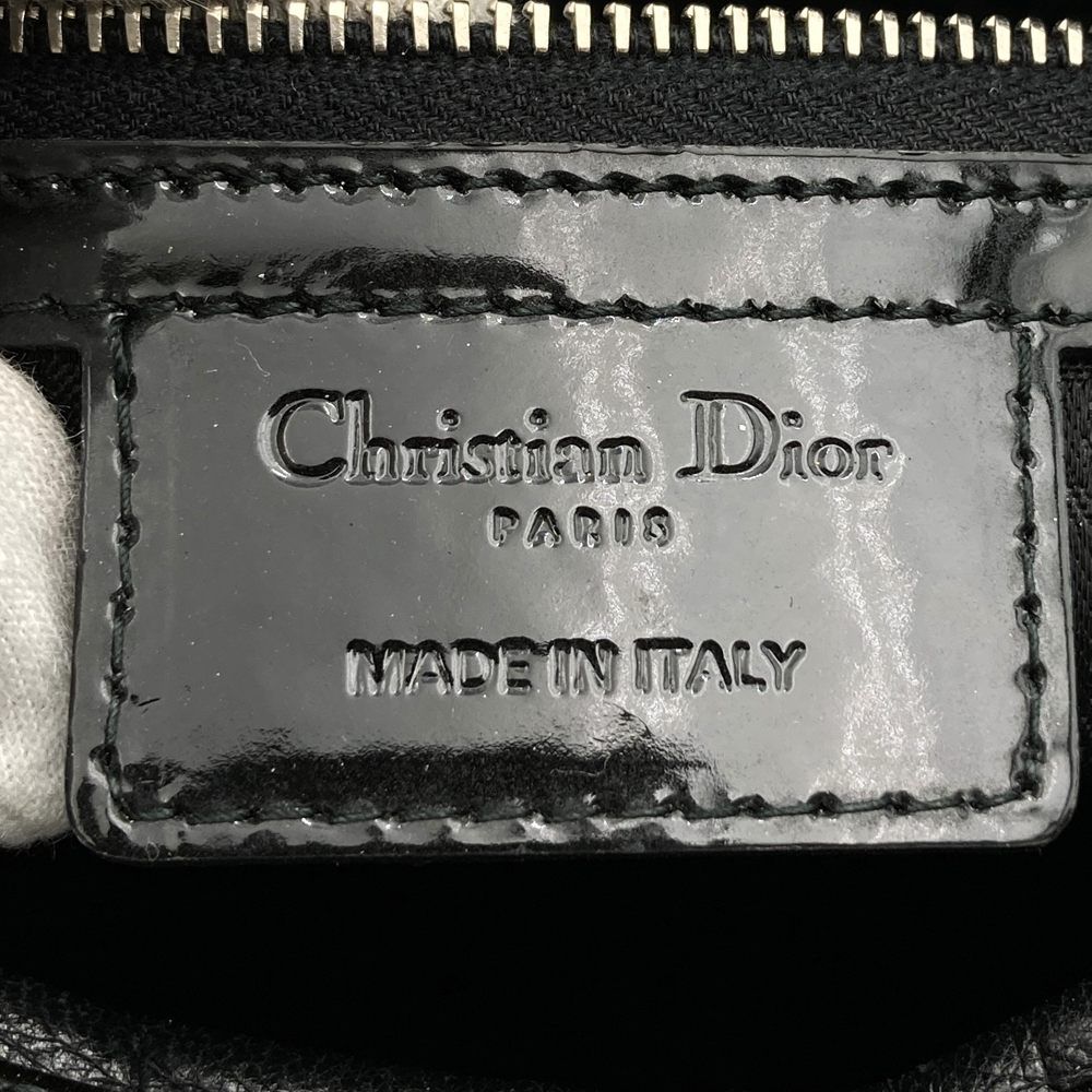 Dior Lady Dior Large 2-Way Shoulder Bag Enamel Patent Leather Black — view 7