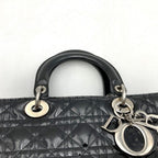 Dior Lady Dior Large 2-Way Shoulder Bag Enamel Patent Leather Black — view 5