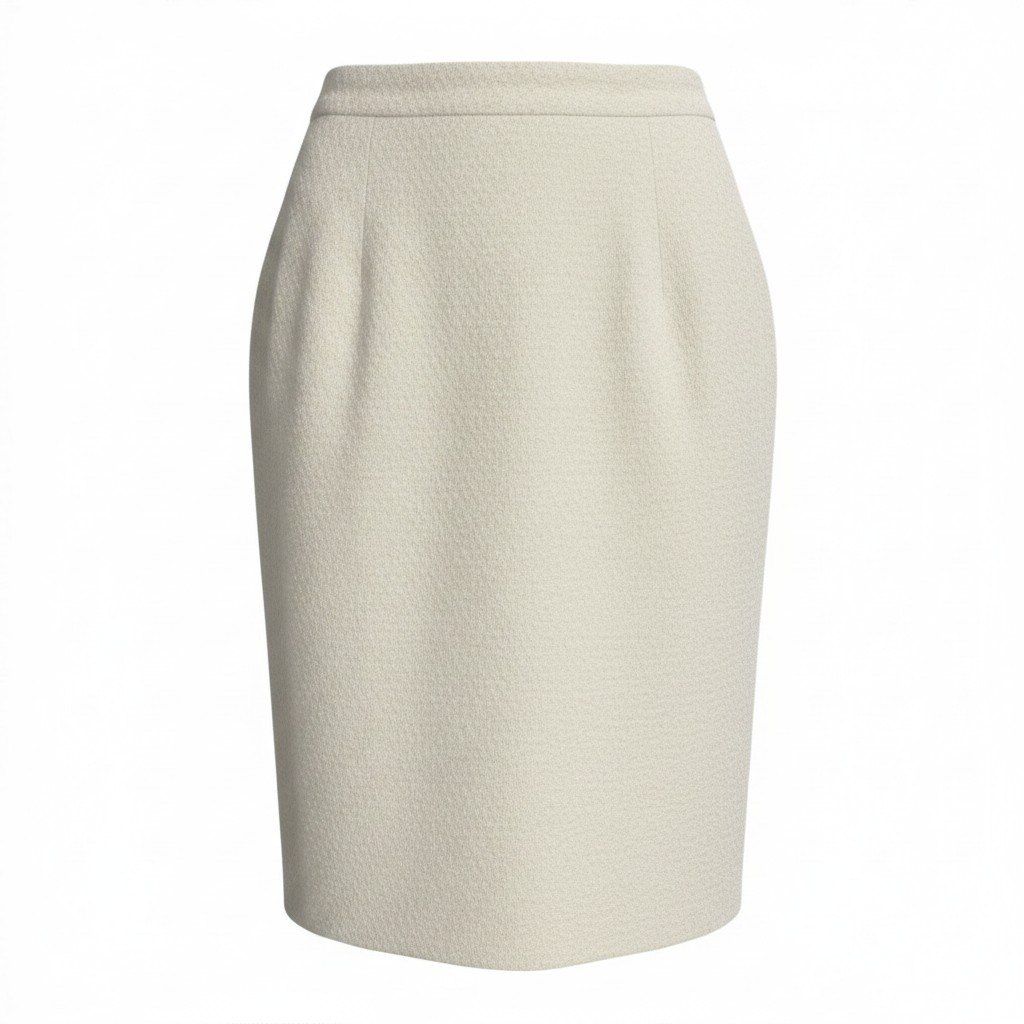 Chanel Tweed Skirt Tight 42 Ivoryu-l