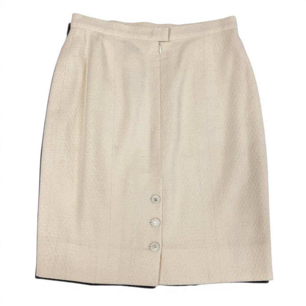 Chanel Tweed Skirt Tight 42 Ivoryu-l — view 3