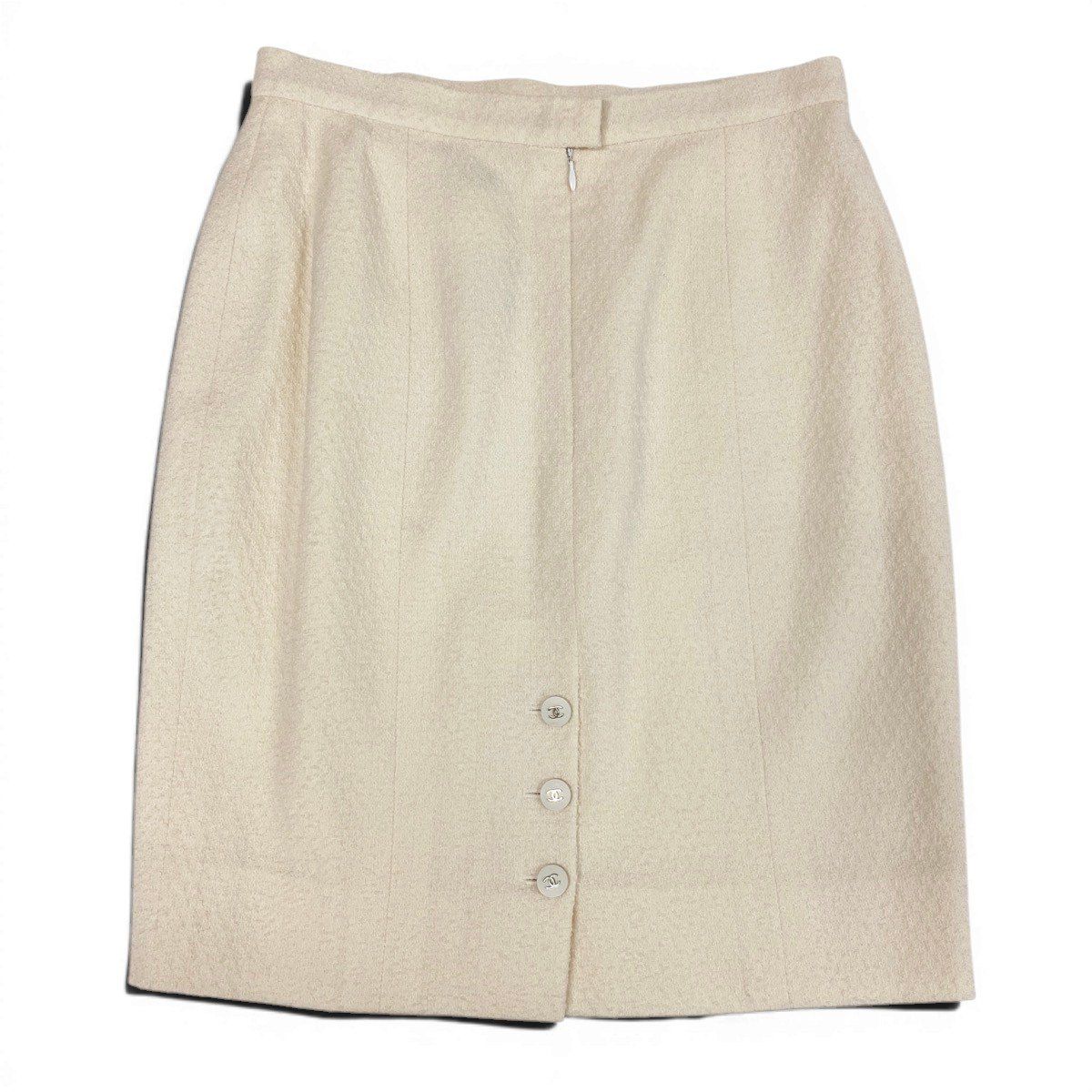 Chanel Tweed Skirt Tight 42 Ivoryu-l — view 3