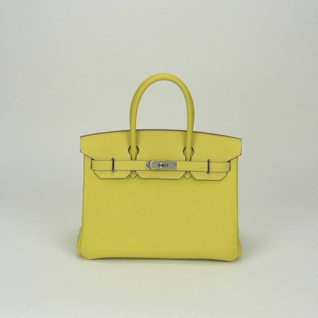 Hermes Birkin 30 Candy 30 Tote Epsom Soufre Grimuet Gray Mouette Yellow