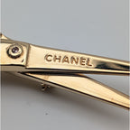 Chanel Brooch CC Logo Scissors Gold Rhinestone — view 4