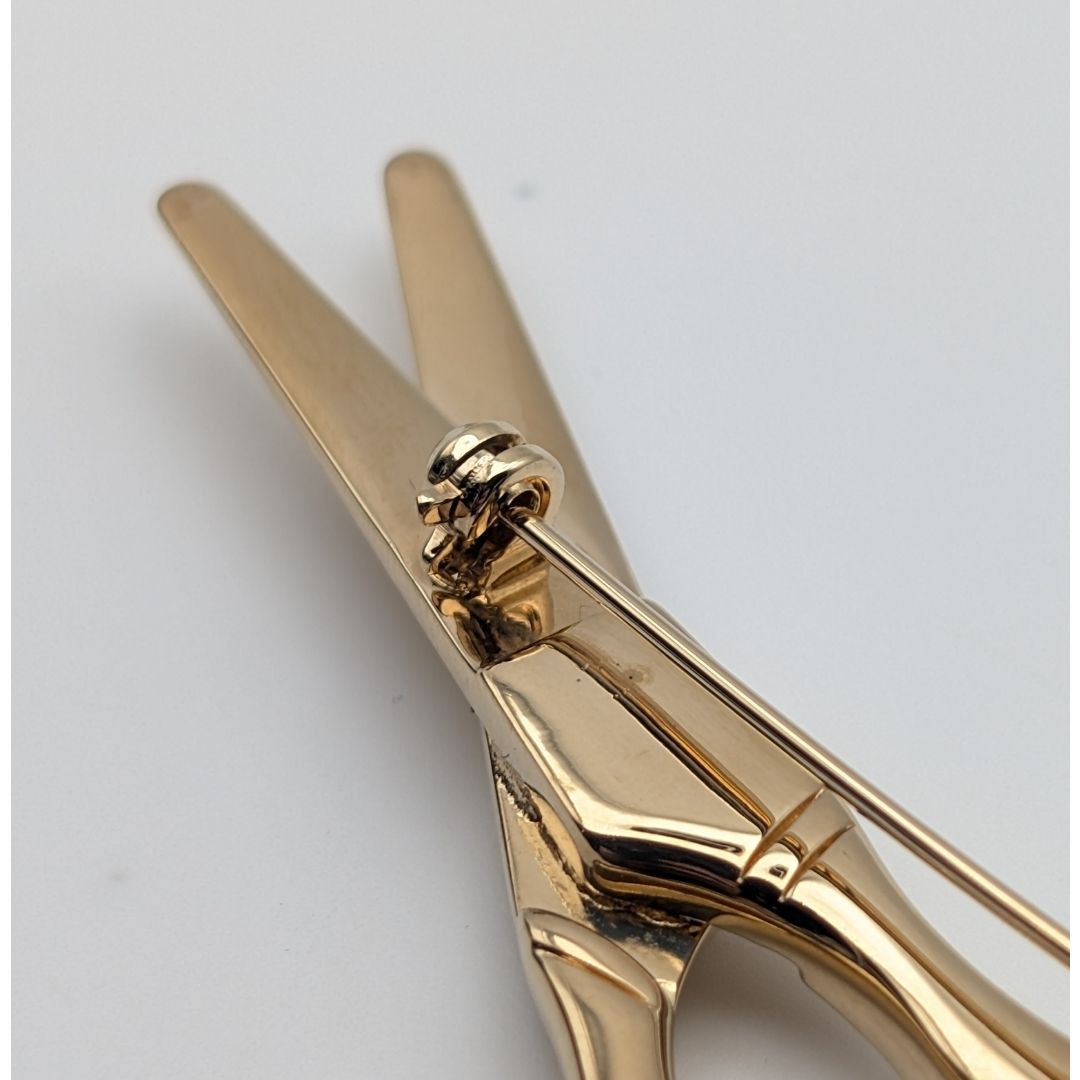 Chanel Brooch CC Logo Scissors Gold Rhinestone — view 6