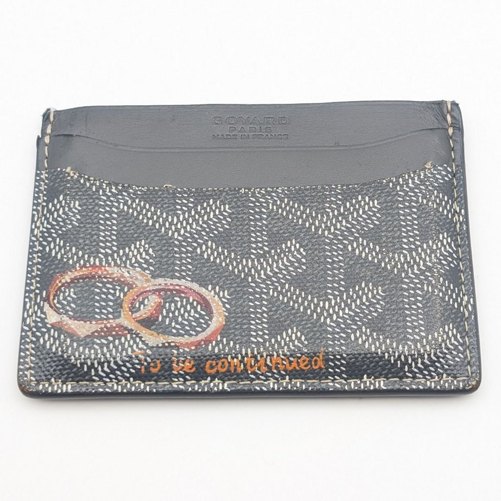 Goyard Saint Sulpice Din Herringbone Gray Card Case Business Holder