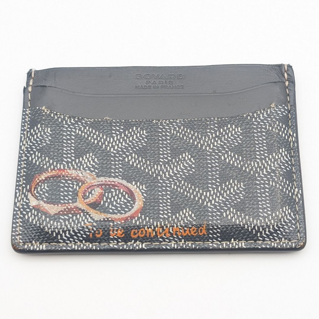 Goyard Saint Sulpice Din Herringbone Gray Card Case Business Holder