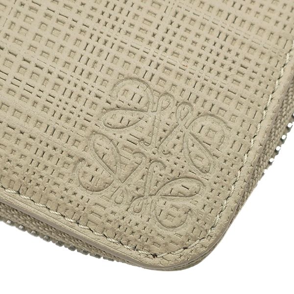 Loewe Wallet Linen Zip Around Organizer Leather Beige Silver Zip Anagram — view 6