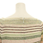 Chanel Dress Knee Length Half Sleeve Border Pattern Wool Nylon 36 White — view 7