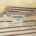 Chanel Dress Knee Length Half Sleeve Border Pattern Wool Nylon 36 White — view 4