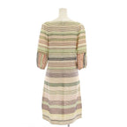 Chanel Dress Knee Length Half Sleeve Border Pattern Wool Nylon 36 White — view 3