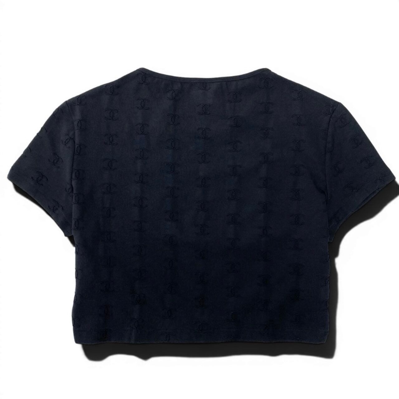 Chanel Vintage CC Logo Cropped T Tight Top Black — view 3