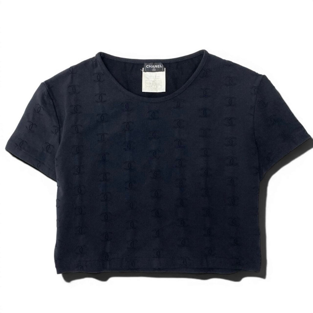 Chanel Vintage CC Logo Cropped T Tight Top Black — view 2
