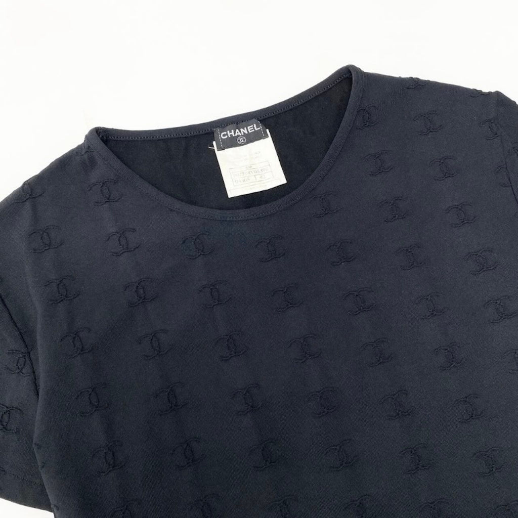 Chanel Vintage CC Logo Cropped T Tight Top Black — view 4