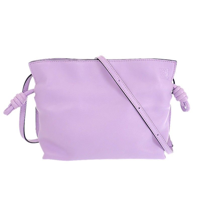 Loewe Flamenco Clutch Mini 2-Way Shoulder Bag Nappa Calfskin Purple Silver