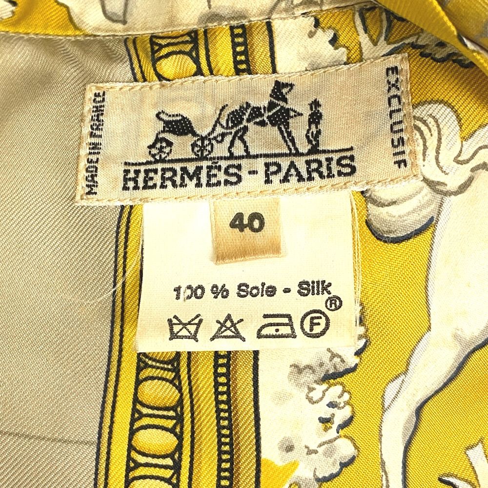 Hermes Carriage Pattern Long Sleeve T-Shirt Beige — view 8