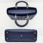 Dior Lady Dior Large Cannage Navy Gold Tote Bag — view 4