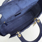 Dior Lady Dior Large Cannage Navy Gold Tote Bag — view 5