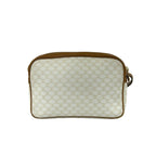 Celine Vintage Logo Ring Macadam Pattern Leather Shoulder Bag Pochette White — view 3
