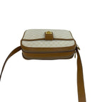 Celine Vintage Logo Ring Macadam Pattern Leather Shoulder Bag Pochette White — view 4