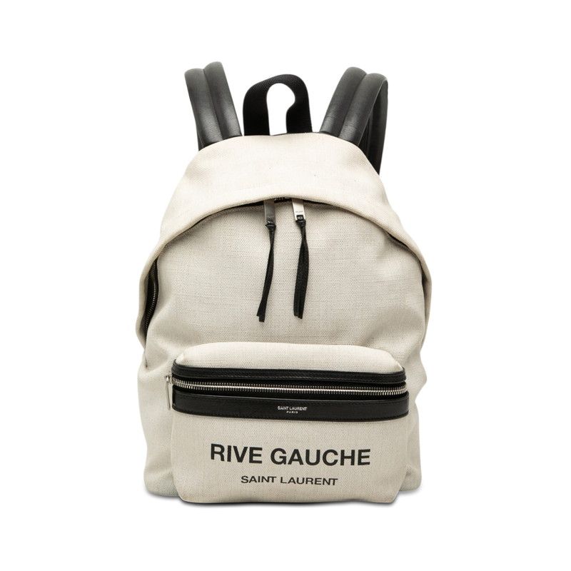 Saint Laurent Rive Gauche Backpack White Linen Leather
