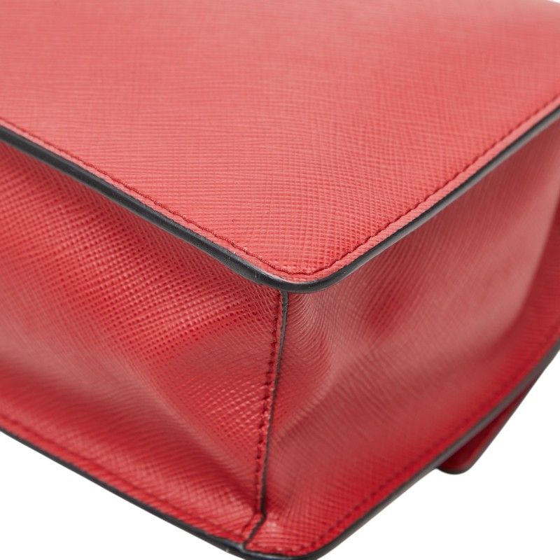 Prada Chain Shoulder Bag Red Saffiano Leather — view 6