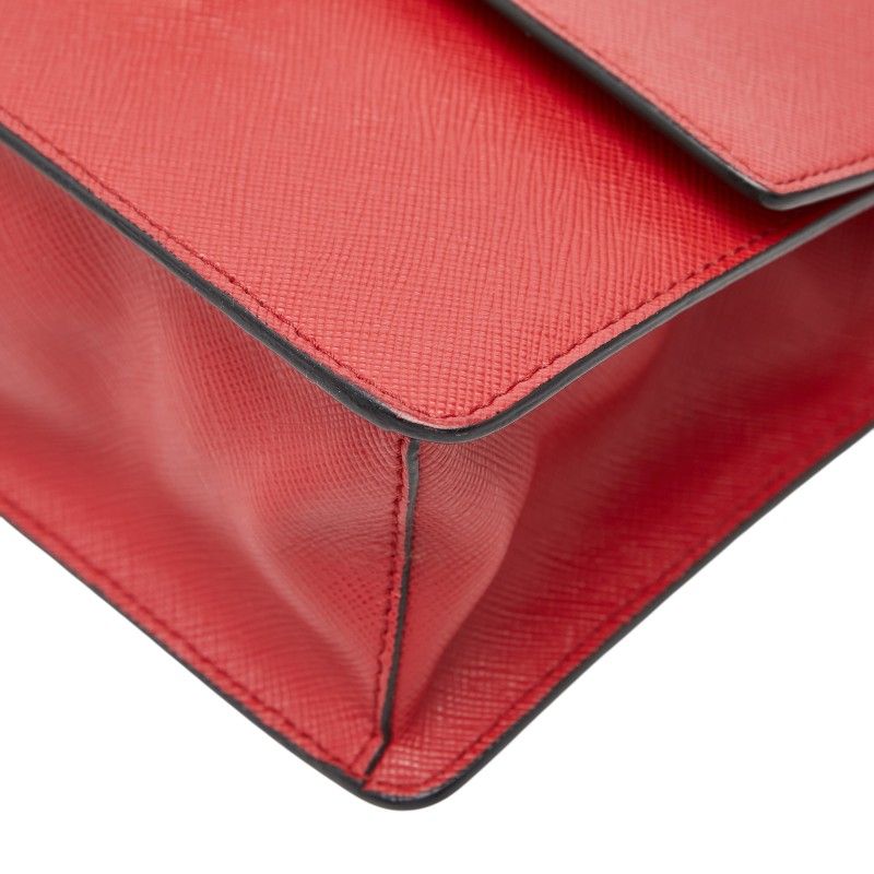 Prada Chain Shoulder Bag Red Saffiano Leather — view 4