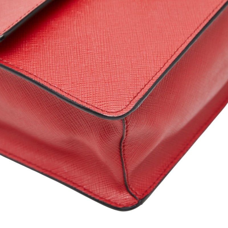 Prada Chain Shoulder Bag Red Saffiano Leather — view 5