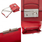 Prada Chain Shoulder Bag Red Saffiano Leather — view 8