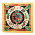 Hermes Carre 90 Chevaux de Trait Scarf Yellow Multicolor Silk