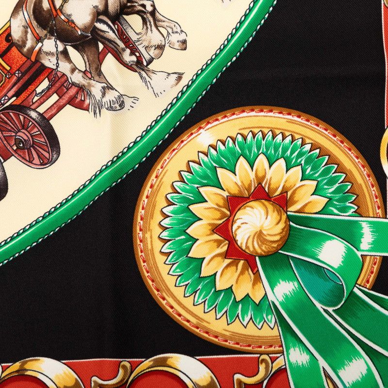 Hermes Carre 90 Chevaux de Trait Scarf Yellow Multicolor Silk — view 5