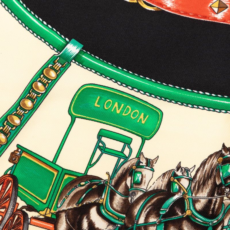 Hermes Carre 90 Chevaux de Trait Scarf Yellow Multicolor Silk — view 6