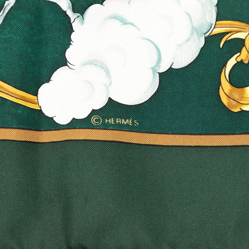 Hermes Carre 90 Cosmos Cosmology Scarf Green White Yellow Silk — view 7