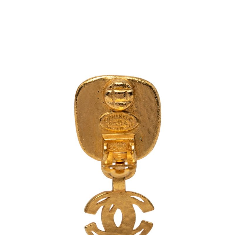 Chanel CC Logo Vintage Square Swing Earrings Gold Silver Plated — view 3