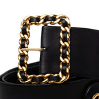 Chanel CC Logo Chain Buckle Belt 93 Black Gold Lambskin Plated — view 6