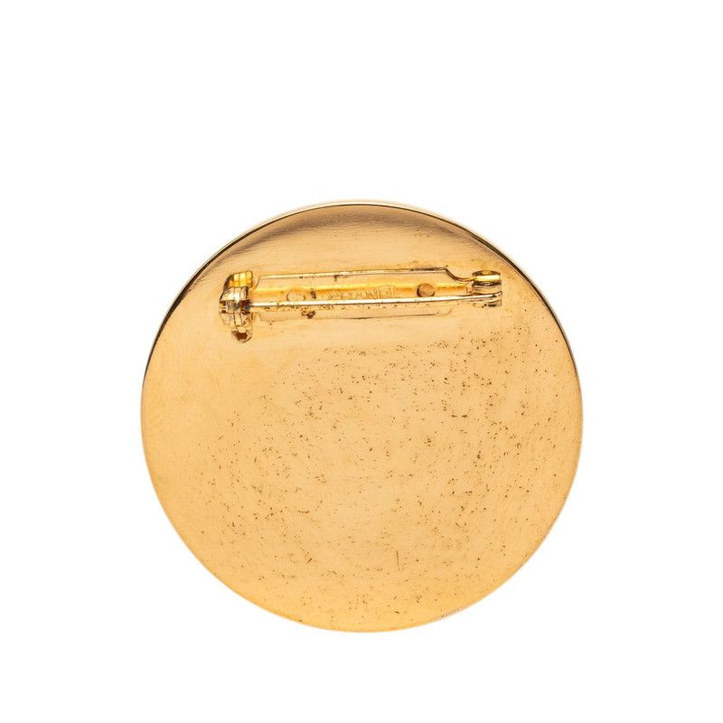 Chanel CC Logo 31 Rue Cambon le Round Brooch Gold Red Plated — view 2