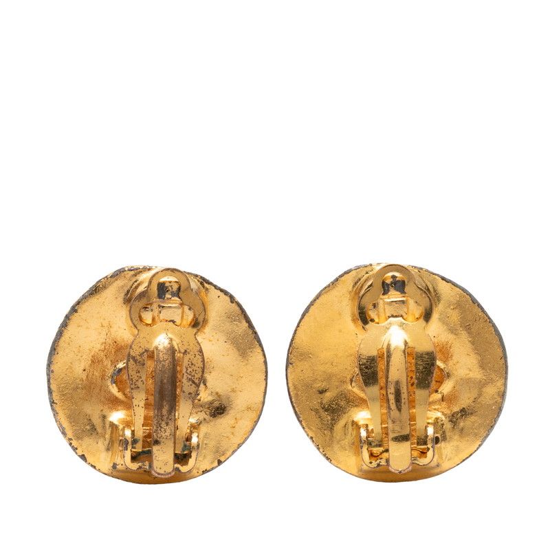 Chanel CC Logo Vintage Round Earrings Gold Plated — view 2