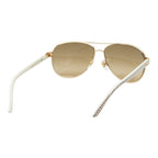 Gucci Teardrop Sunglasses S Gold White Acetate Plated Eyewear — view 3