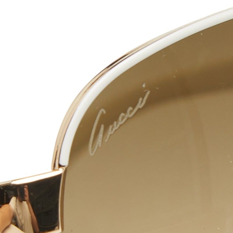 Gucci Teardrop Sunglasses S Gold White Acetate Plated Eyewear — view 4