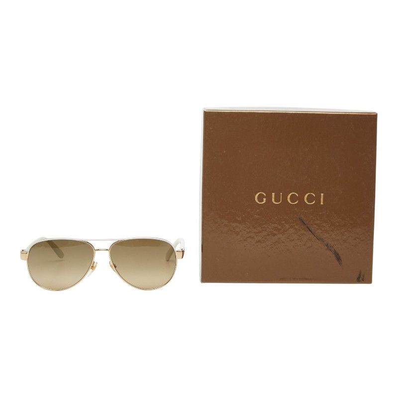 Gucci Teardrop Sunglasses S Gold White Acetate Plated Eyewear — view 8