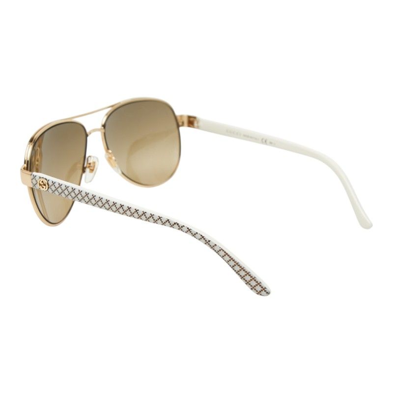 Gucci Teardrop Sunglasses S Gold White Acetate Plated Eyewear — view 2