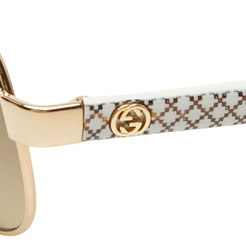 Gucci Teardrop Sunglasses S Gold White Acetate Plated Eyewear — view 5