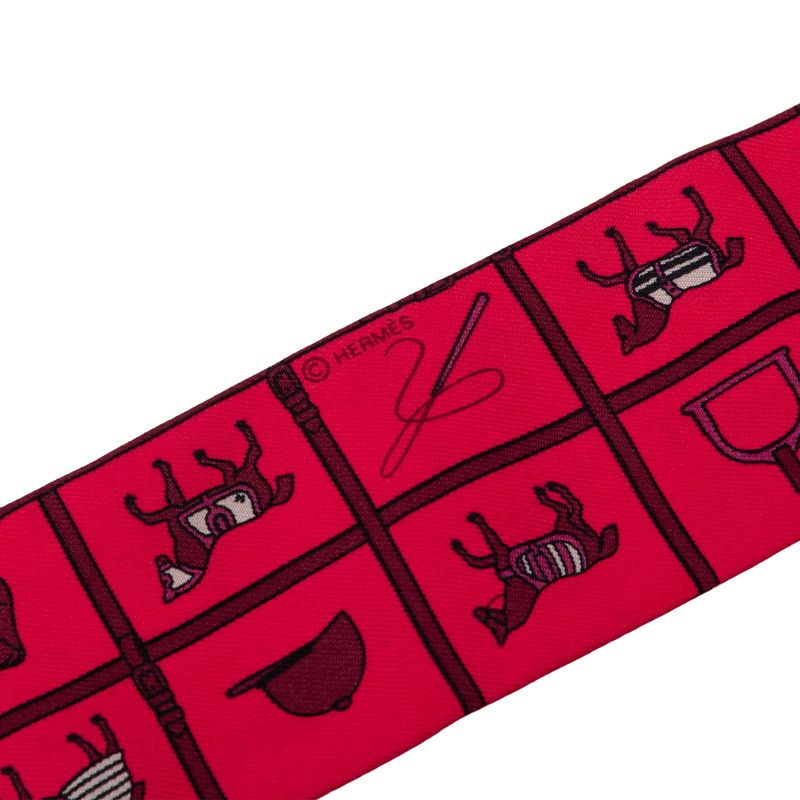Hermes Twill Couvertures Et Tenues de Jour Horse Wear Scarf Pink Red Silk — view 2